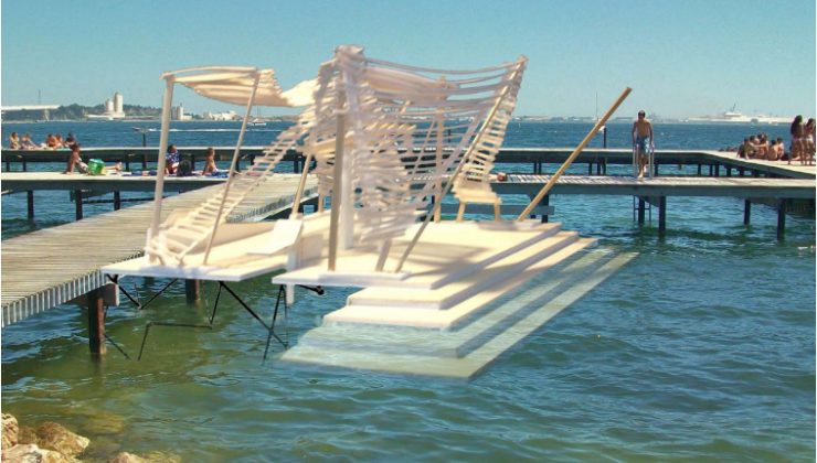 Image de la mise en scène d'un ponton Pozeia à Balaruc les bains